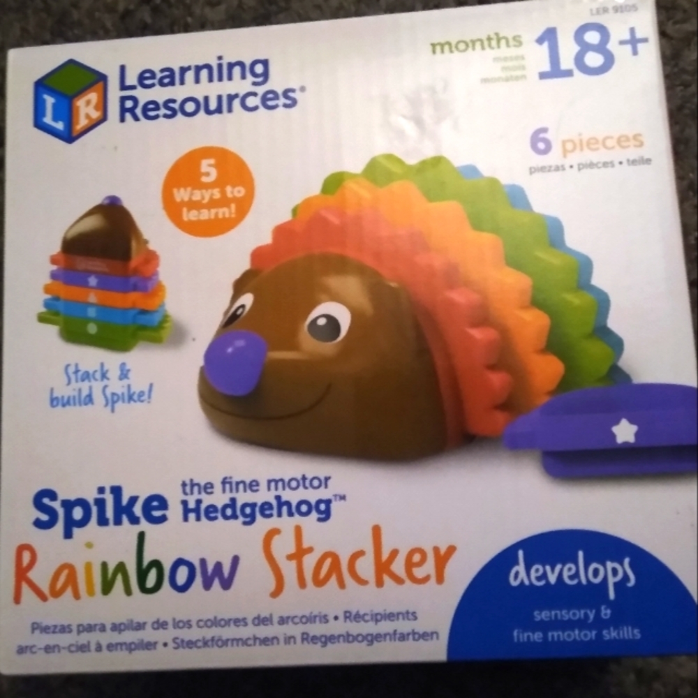 Learning Resources Spike Hedgehog Rainbow Stacker New Sealed Box